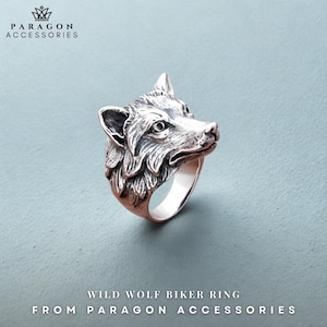 Wild Wolf Biker Ring – Silverfärgad Varghuvudring i Rostfritt Stål, Gotiska Punk Statement-smycken för Herrar