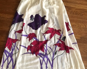 vintage 80s sheer skirt S floral 26” waist knee length