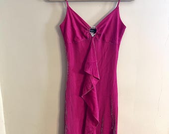 vintage Y2K babydoll Barbie pink prom dress gown S XS metallic long