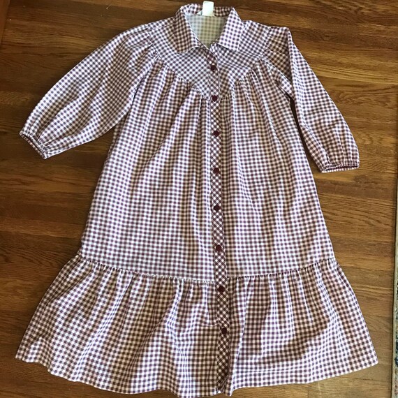 70s Yakko prairie dress 10 M L gingham