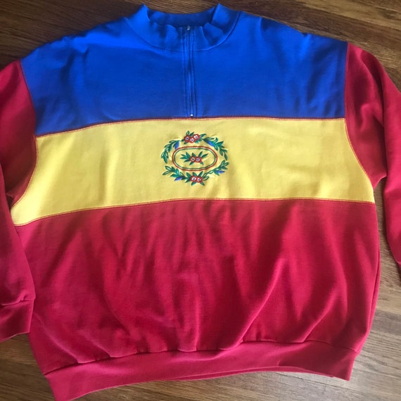 vintage 90s colorblock sweatshirt XL oversized bo… - image 2