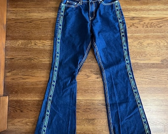 vtg jordache flare jeans 5/6 bell bottom spellout skater 90s