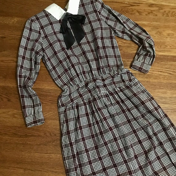 vtg Lanz Original S plaid flannel dress POCKETS m… - image 2