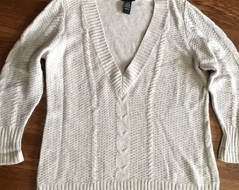 vintage Angora blend sweater Lane Bryant 18 20 oatmeal v-neck