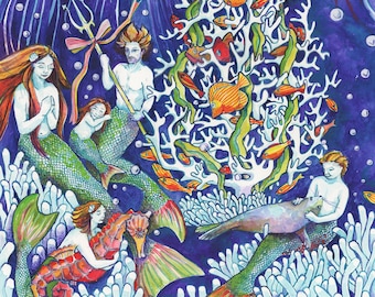 Listing Expires Jan 8th- Greeting Card, &quot;A &quot;Mer&quot;-ry Christmas&quot; by Denise Kelty. 5&quot;x7&quot; blank card, envelope