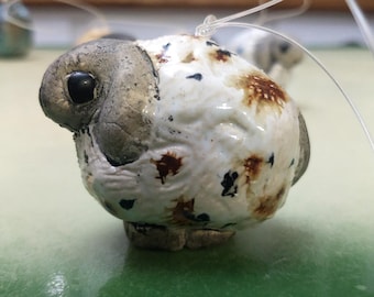 Ceramic Sheep Ornament with Black and Brown Spots