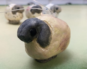 Ceramic Sheep Ornament with Creamy Bisquit Glaze