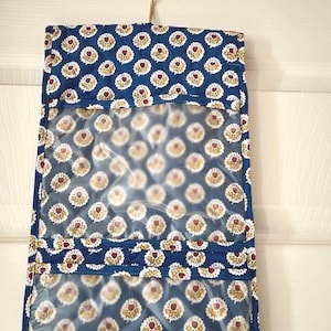 French Country Blue Print Stoff Hängeschrank/Wand Zubehör Organizer