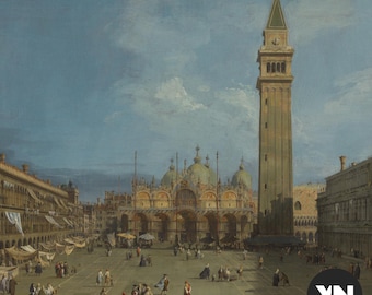 Print Canaletto Piazza San Marco, vintage Venetië-kunst (digitale download)