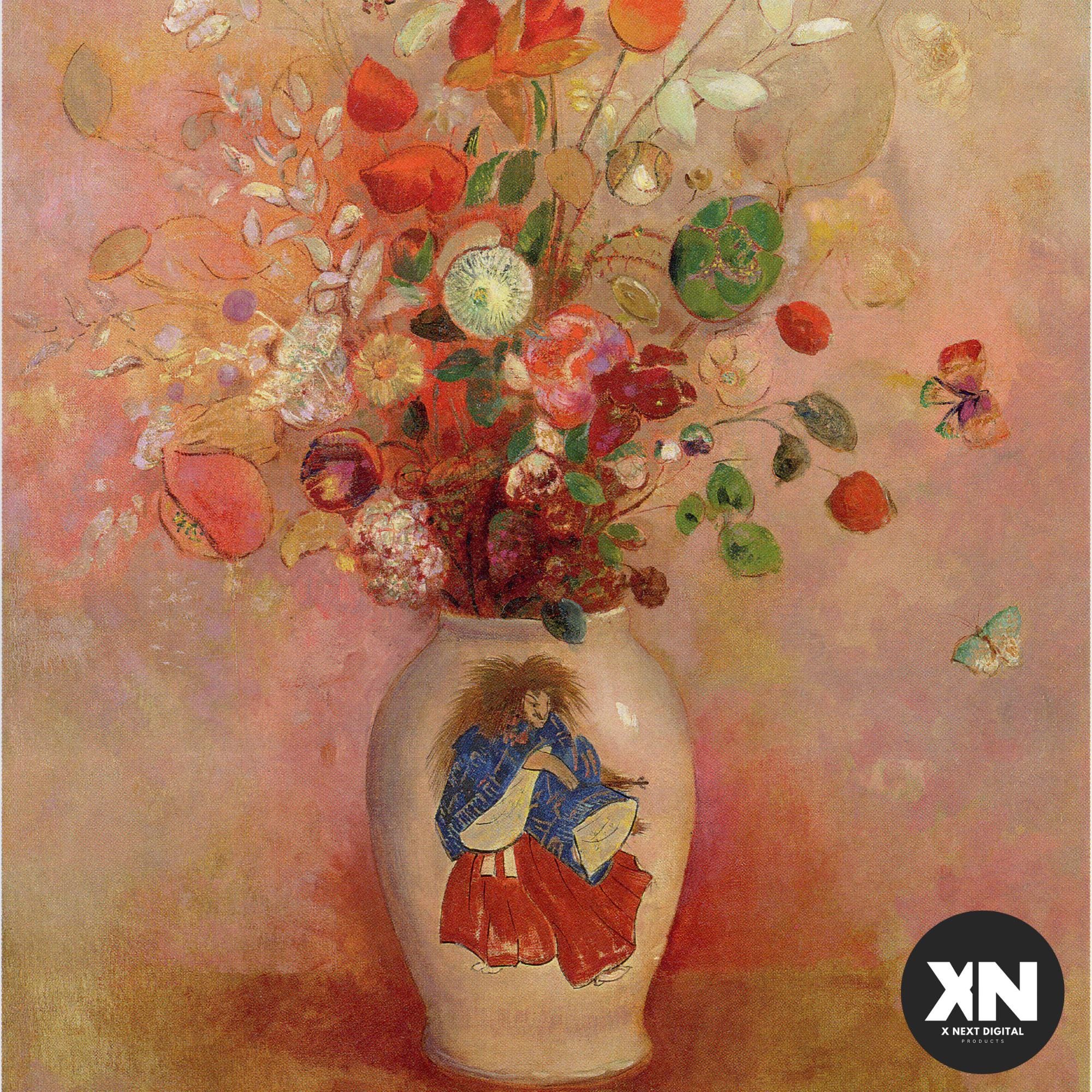 Printable Digital Art – Flowers in a Japanese Vase by Odilon Redon, 1900s | High Resolution 300 DPI Vintage Download