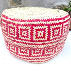 Hand Woven Palm Leaf Baskets: Mexican Geometric Storage, Set of 2 image 4