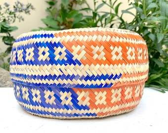 Hand Woven Mexican Palm Leaf Basket: Home Decor Storage