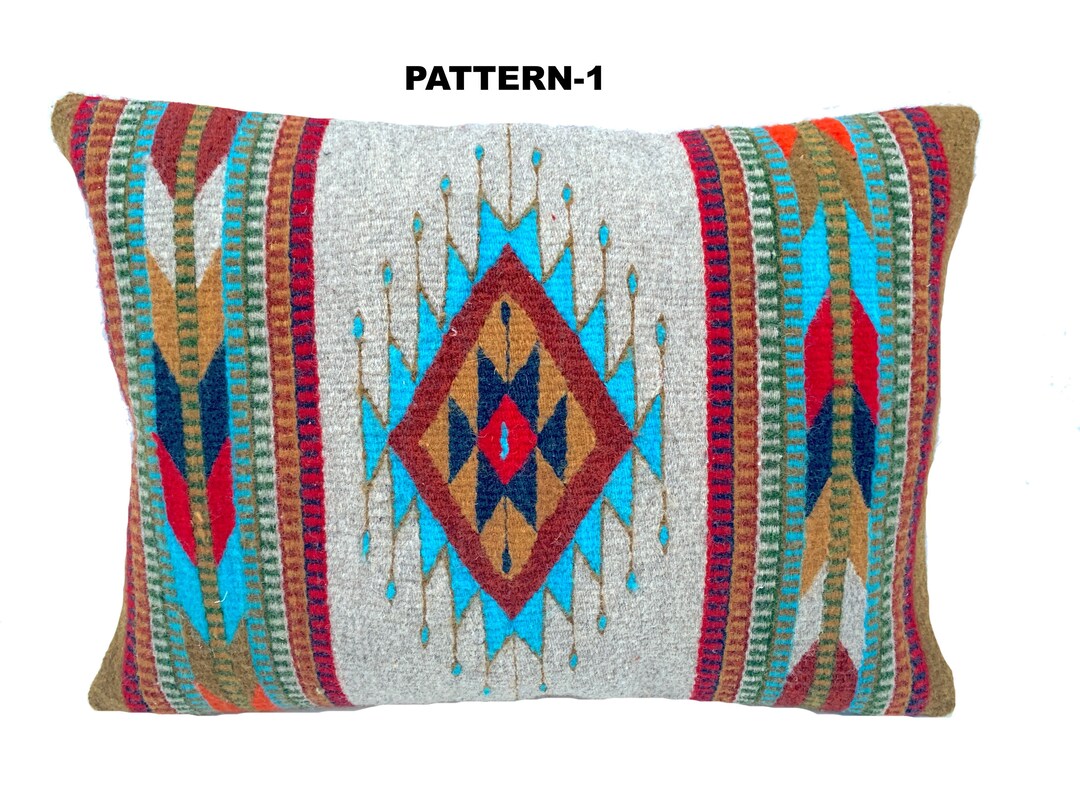 Zapotec Tapestry Pillow Cover 14x20 Hand Woven Natural Wool