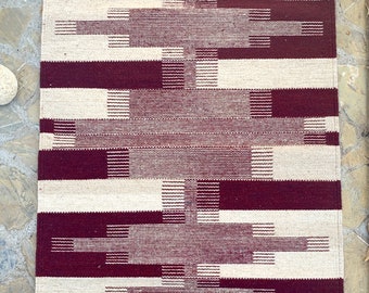 幾何学模様のサポテックウールラグ：手織りのメキシコ織物装飾 - Etsy 日本