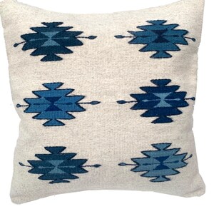 Handwoven Zapotec Pillow Cover: Oaxacan Wool, Geometric Design, 19x20 image 2
