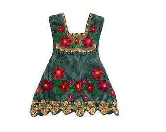 Robe Artisanale Fille Brodée, Nicaragua, Coton Et Dacron, Bleue, Taille 3, Neuve Sans étiquette