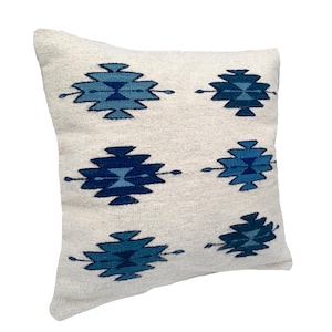 Handwoven Zapotec Pillow Cover: Oaxacan Wool, Geometric Design, 19x20 image 1