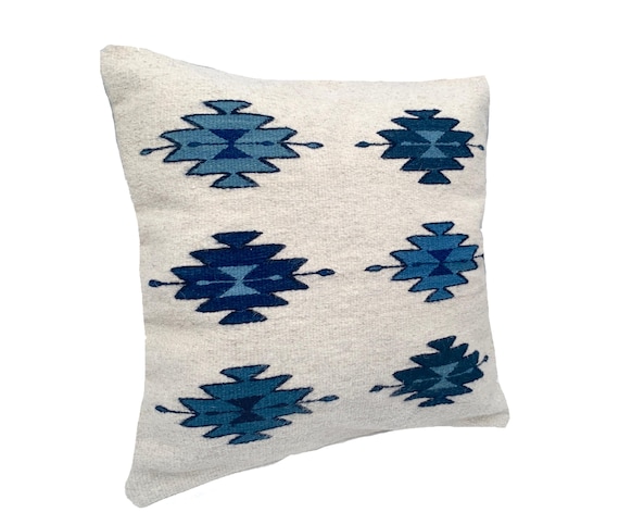 Handwoven Zapotec Pillow Cover: Oaxacan Wool, Geometric Design, 19x20