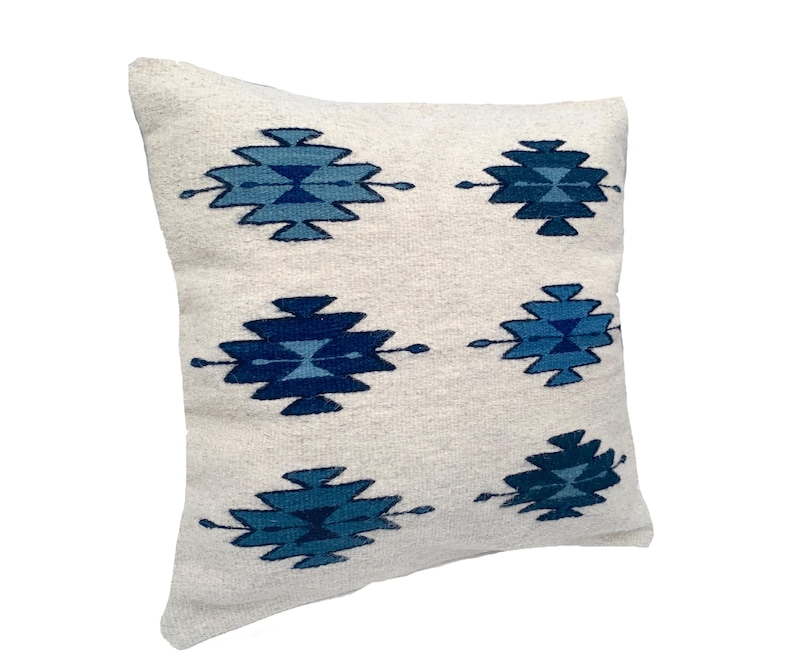 Handwoven Zapotec Pillow Cover: Oaxacan Wool, Geometric Design, 19x20 image 1
