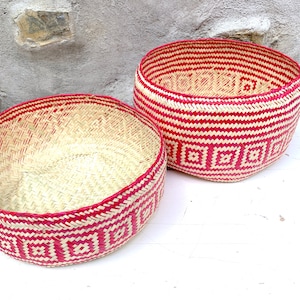 Hand Woven Palm Leaf Baskets: Mexican Geometric Storage, Set of 2 image 1