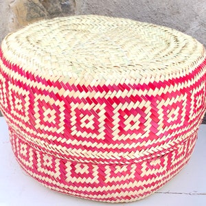 Hand Woven Palm Leaf Baskets: Mexican Geometric Storage, Set of 2 image 5