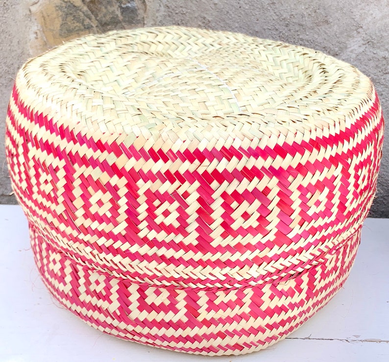 Hand Woven Palm Leaf Baskets: Mexican Geometric Storage, Set of 2 image 5
