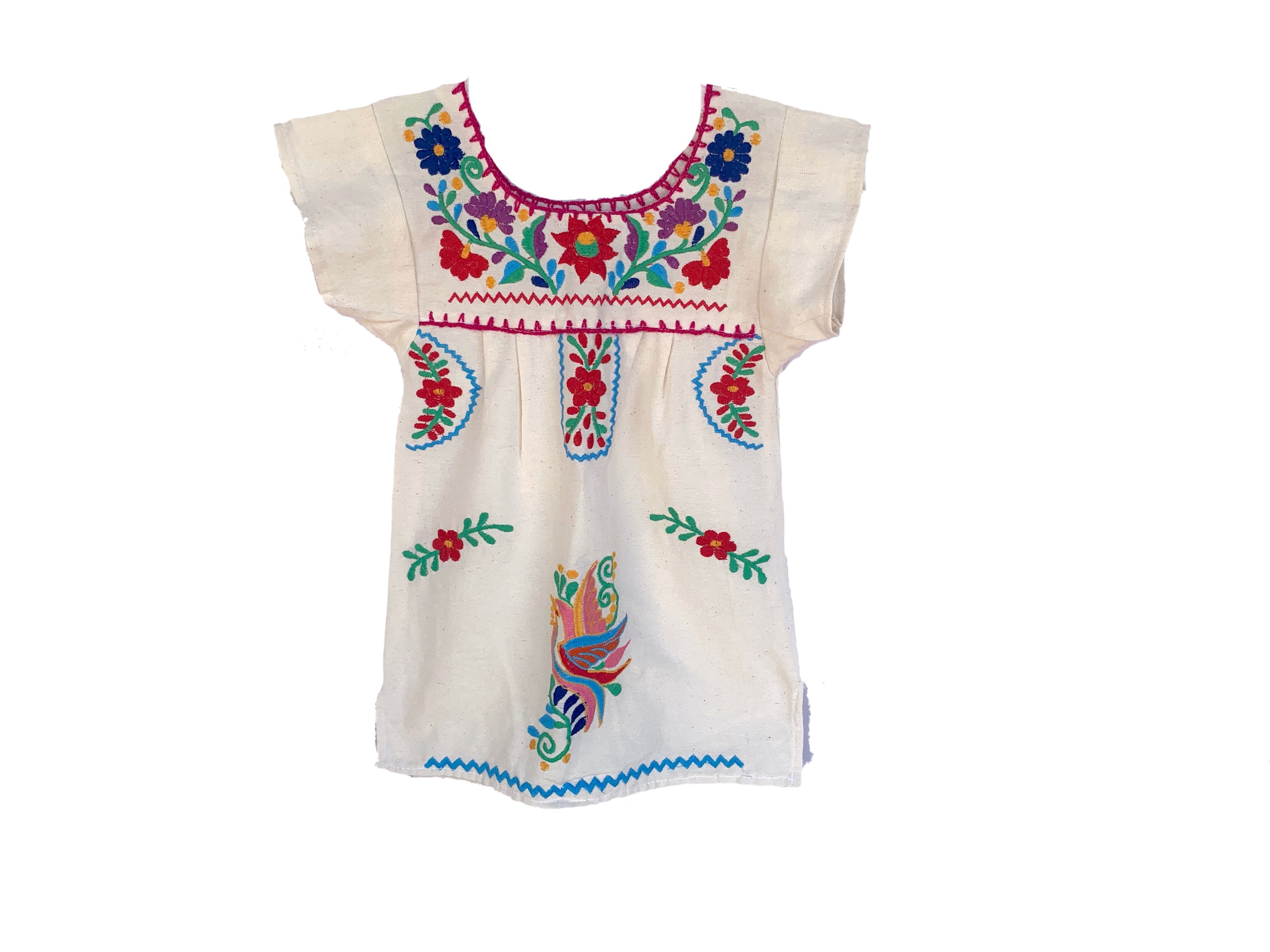 free people emma embroidered dress Toddler Girls Traditional AUTHENTIC MEXICAN Off-shoulder Floral Embroi –  Puerta21shop main image 0