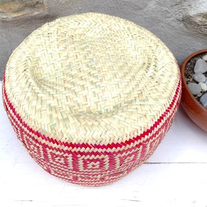 Hand Woven Palm Leaf Baskets: Mexican Geometric Storage, Set of 2 image 6