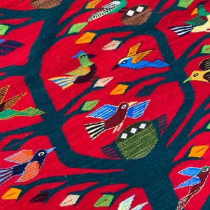 Authentic Zapotec Red Tree of Life Rug, 32