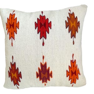 Handwoven Zapotec Pillow Cover: Oaxacan Wool, Geometric Design, 19x20 image 7