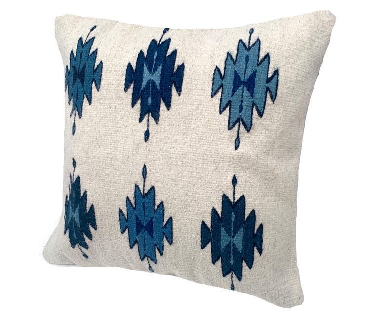 Handwoven Zapotec Pillow Cover: Oaxacan Wool, Geometric Design, 19x20 image 4