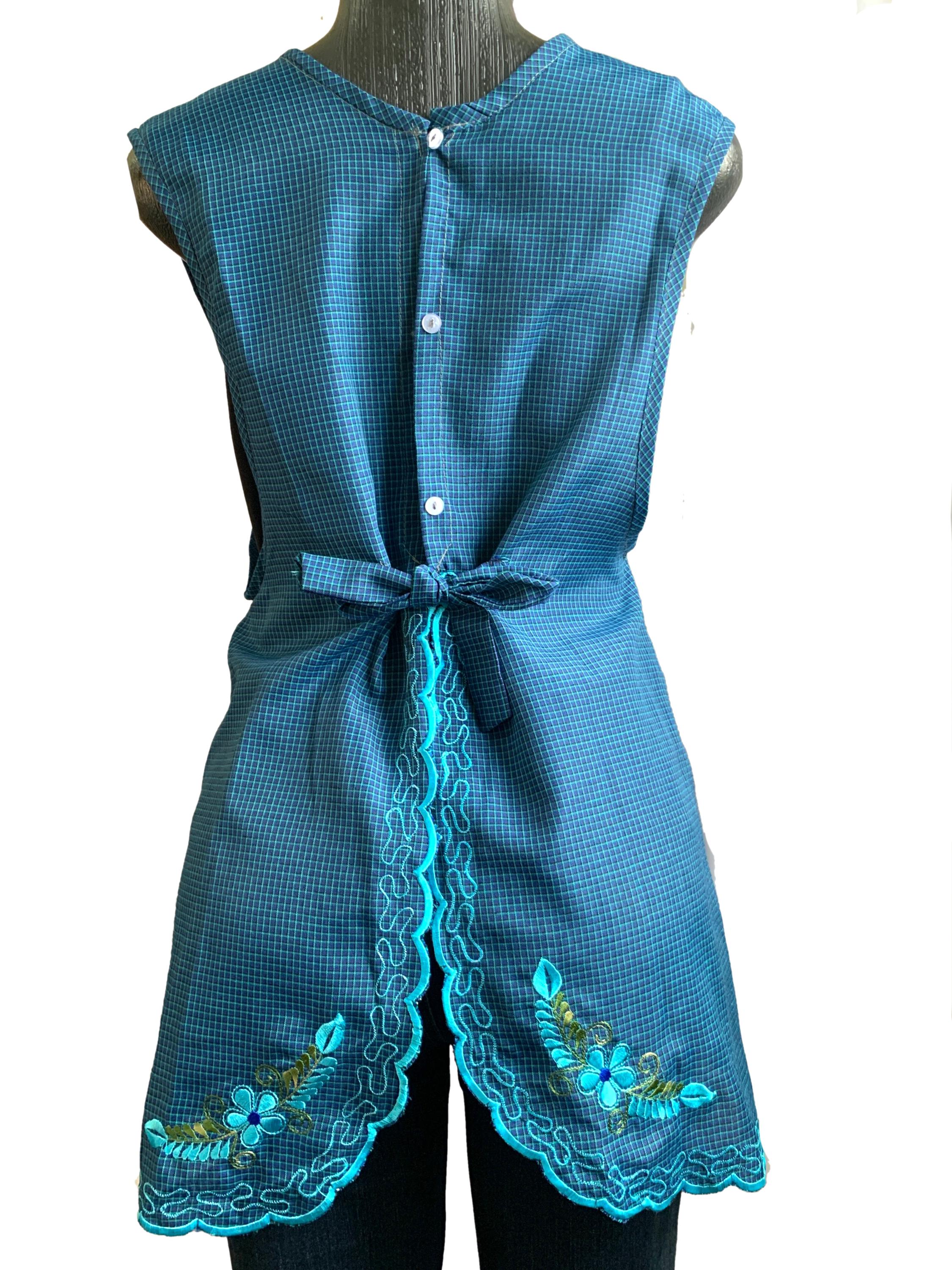 Tablier De Cuisine Mexicain Imperméable Grand Format 84x70 Cm - Motif Floral Brodé Ethnique, 2 Poches, Sangle Réglable - Pour Cuisine, BBQ, Jardinage