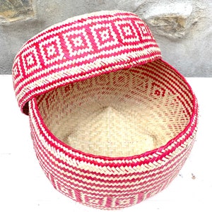 Hand Woven Palm Leaf Baskets: Mexican Geometric Storage, Set of 2 image 8