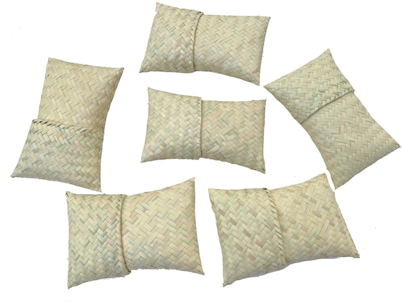Hand Woven Palm Leaf Basket Set: Small Lidded Storage Boxes