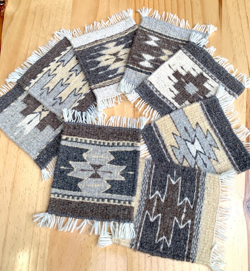 Mug Wool Rug Coasters: Set of 6 Hand Woven Thick and Reversible Mini ...