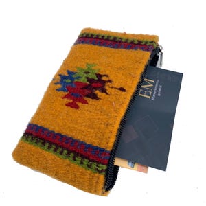 Porte-monnaie en laine mexicaine, petite pochette rectangulaire en fibre naturelle tressée à la main, mini sac zapotèque unisexe en tapisserie. Pochette pratique pour monnaie de rechange