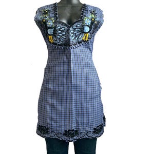 XL Floral Embroidered Apron: Mexican Style Cooking Apron