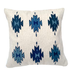 Handwoven Zapotec Pillow Cover: Oaxacan Wool, Geometric Design, 19x20 image 5