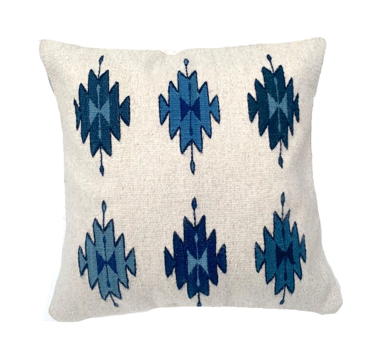 Handwoven Zapotec Pillow Cover: Oaxacan Wool, Geometric Design, 19x20 image 5