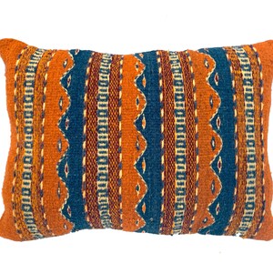 Zapotec Rug Pillow Case 14"x19" Handgeweven kussensloop van natuurlijke vezels, Zuidwestelijk Rustiek Tapestry Kussen, Geometrisch wollen kussen