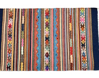 Alfombra geométrica zapoteca: tapiz oaxaqueño tejido a mano, lana de oveja teñida a mano en colores pastel (61 x 99 cm)