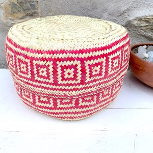 Hand Woven Palm Leaf Baskets: Mexican Geometric Storage, Set of 2 image 10
