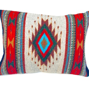 Zapotec handgeweven tapijtkussen, 14 x 19 inch zuidwestelijk huisdecor, Mexicaans tapijtsierkussen, handgemaakt van 100% wol en katoenen kussen