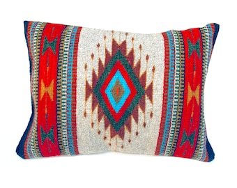 Zapotec Hand Woven Rug Pillow, 14"x19" Southwestern Home Decor, Mexican Tapestry Throw Pillow, Hand crafted from 100% Wool & Cotton Pillow