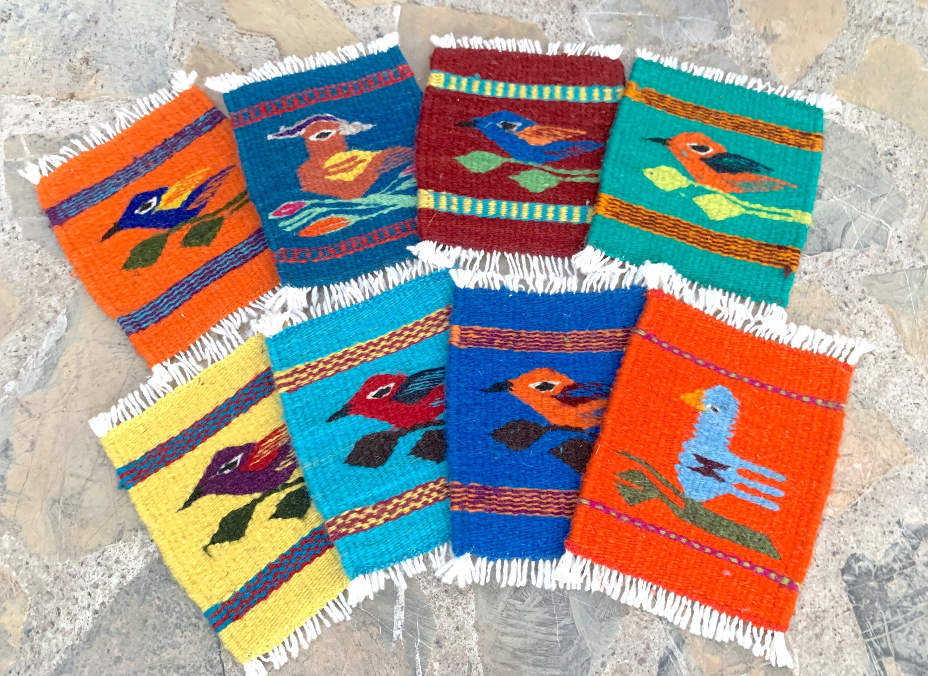 Hand Woven Oaxaca Wool Coasters: Zapotec Bird Rugs, Set of 8 - Etsy