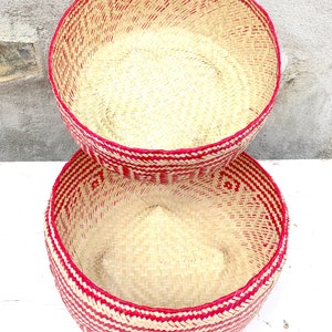 Hand Woven Palm Leaf Baskets: Mexican Geometric Storage, Set of 2 image 7