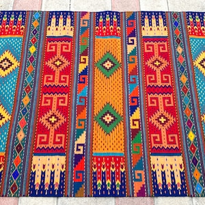 Geometric Multicolor Interior Rug, Western Style Area Accent Tapestry, Tightly Hand Woven Zapotec Wool Rug, Vibrant Mexican Durable Tapestry