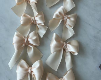 Laços duplos artesanais em cetim creme, decoração para presentes, 5 cm