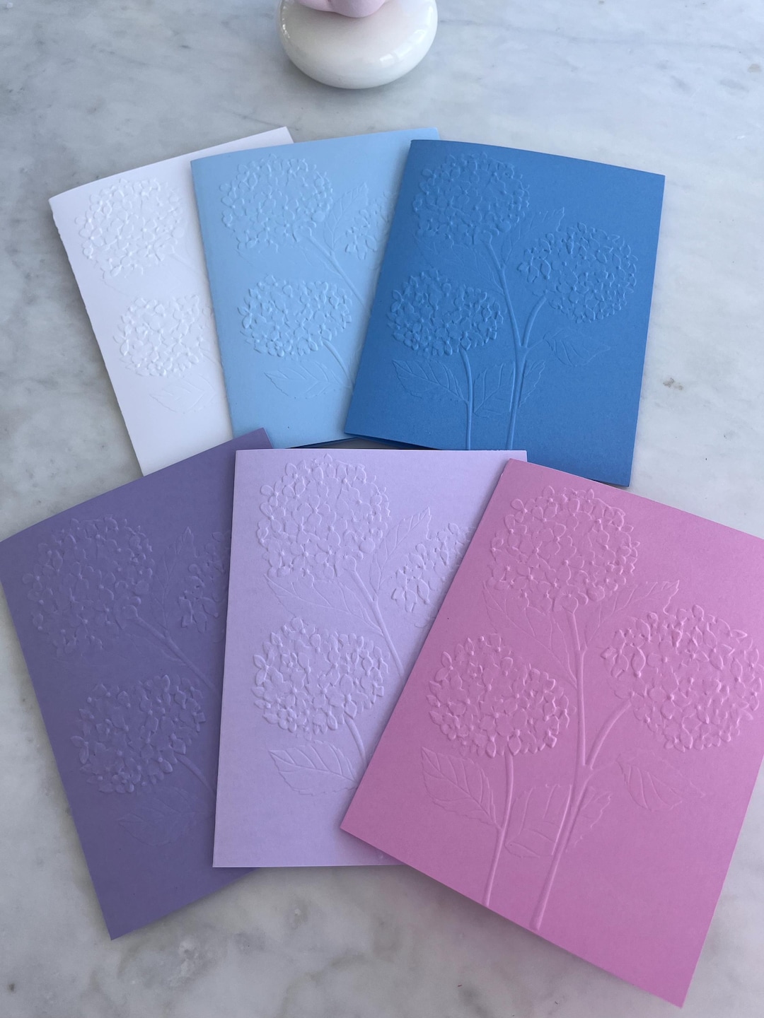 Handmade Embossed Hydrangea Notecards – Floral Stationery Gift Set ...