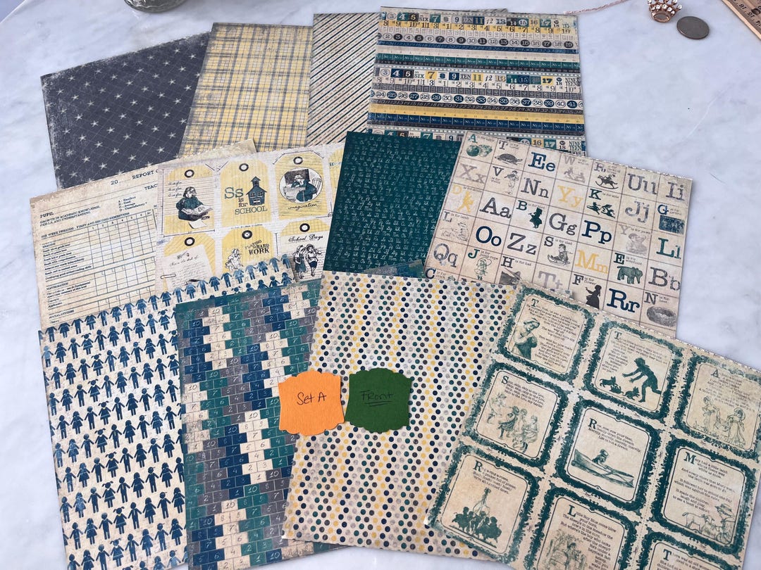 Vintage School Themed Scrap Paper Pack, Collage Papers, Junk Journal ...